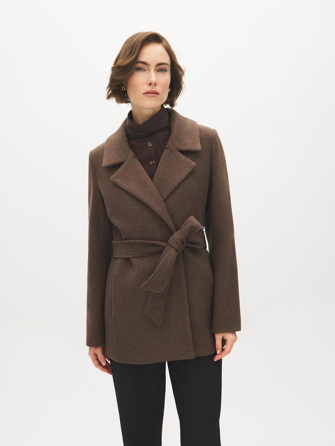 【todayful】wool short coat Short Belted Faux Wool Coat | Suzy Shier