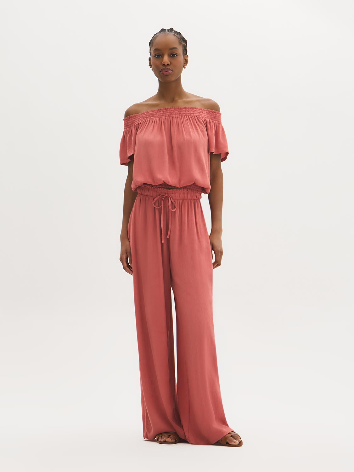 Off-The-Shoulder Crinkle Top