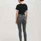 Jean en mélange de coton à jambe ajustée et taille haute