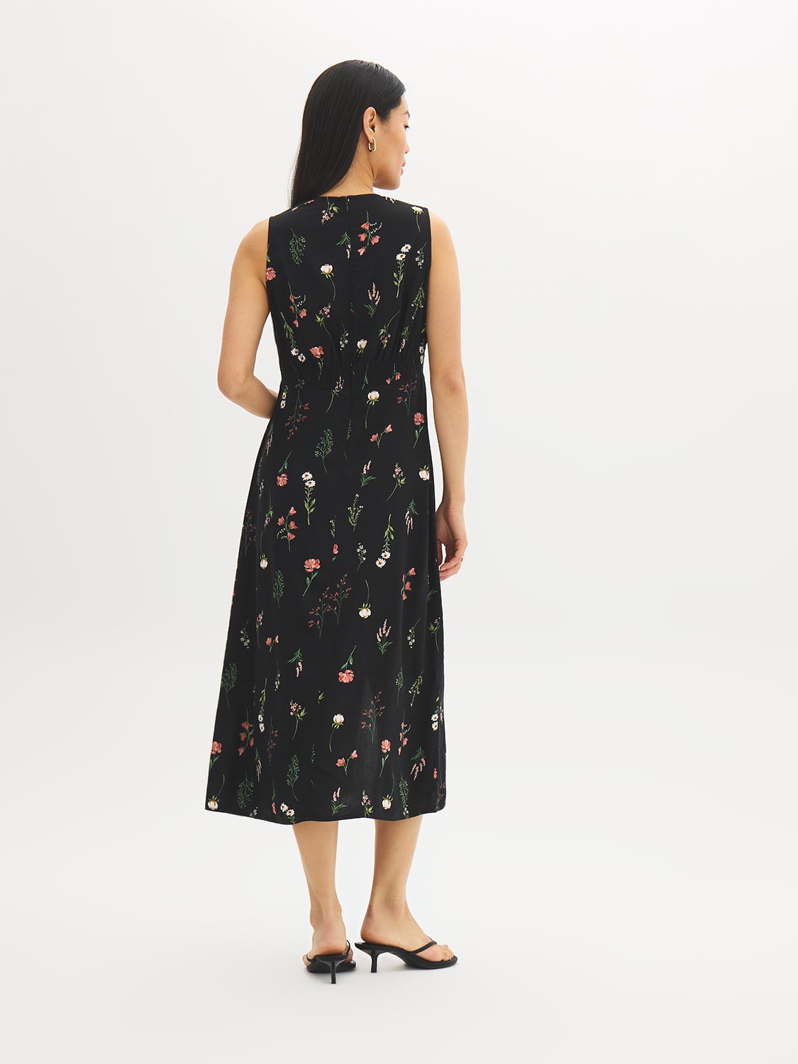Floral V-Neck Smocked Midi Dress