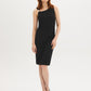 Asymmetric Ruched Midi Dress by Suzy.