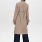Belted trench coat in khaki grey with double-breasted closure and notch collar by Suzy.
