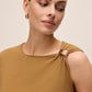 Dijon Sleeveless Sweater with Gold Trim - Shoulder Detail - Le Chateau