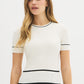 Contrast Piping Short Sleeve Sweater by Suzy.