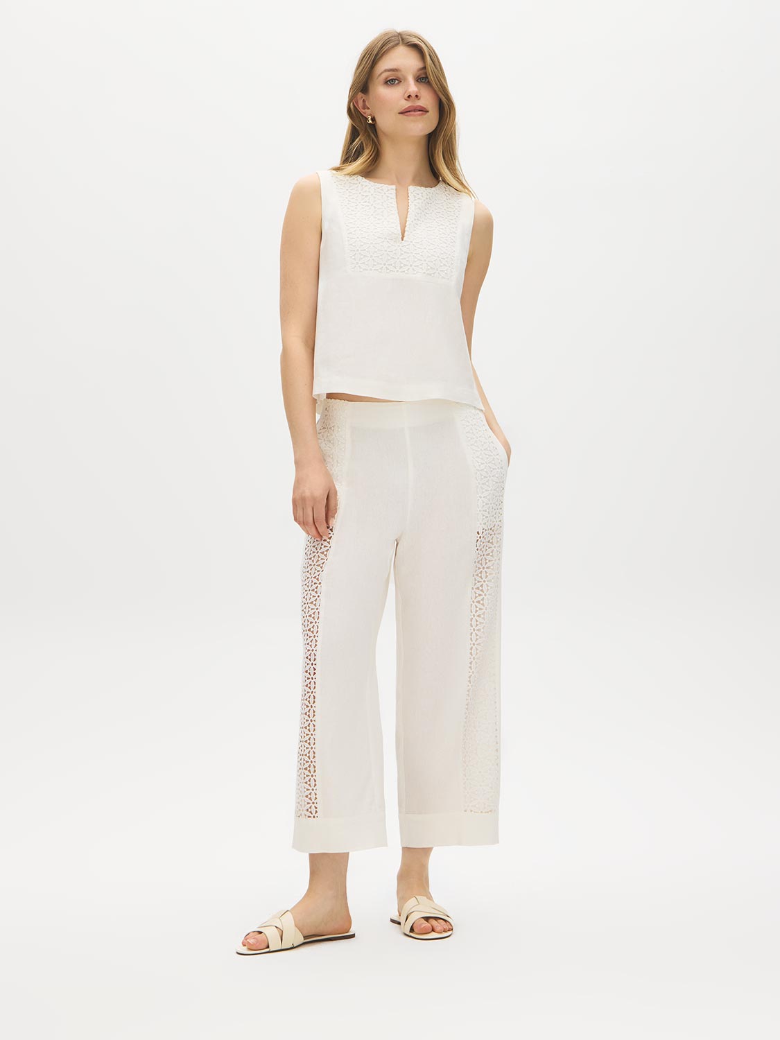 Sleeveless Crochet Lace Bib Blouse