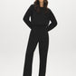 Black Cloud Fleece Wide-Leg Pant - Woman Wearing Relaxed Fit Knit Pants - Suzy Shier