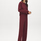 Wine Cloud Fleece Wide-Leg Pant - Woman Wearing Relaxed Fit Knit Pants - Suzy Shier