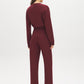 Wine Cloud Fleece Wide-Leg Pant - Woman Wearing Relaxed Fit Knit Pants - Suzy Shier