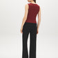 Red Sleeveless Crew Neck Shell Top with Side Pleats - Suzy Shier