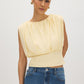 Banana Crepe Mesh Bubble Knit Top - Woman Wearing Crew Neck Mesh Top - Suzy Shier