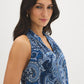 Naval Academy Paisley Print Textured V-Neck Top - Woman Wearing Sleeveless Top with Back Knot Detail - Suzy Shier