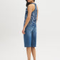 Naval Academy Paisley Print Textured V-Neck Top - Woman Wearing Sleeveless Top with Back Knot Detail - Suzy Shier
