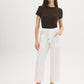 Textured Slub Crop Pant - Woman Wearing Relaxed Fit Cropped Trousers - Suzy Shier
