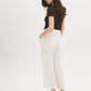 Textured Slub Crop Pant - Woman Wearing Relaxed Fit Cropped Trousers - Suzy Shier