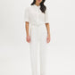 White Embroidered Straight Leg Denim Pant - Woman Wearing Casual Denim Trousers - Suzy Shier