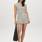 Snow White/Naval Academy Stripe French Terry Shorts - Woman Wearing Casual Striped Shorts - Suzy Shier