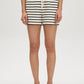 Snow White/Naval Academy Stripe French Terry Shorts - Woman Wearing Casual Striped Shorts - Suzy Shier