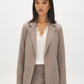 Lt Grey Open-Front Blazer with Stripe Cuff Detail - Woman Wearing Tailored Knit Blazer - Suzy Shier