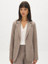 Lt Grey Open-Front Blazer with Stripe Cuff Detail - Woman Wearing Tailored Knit Blazer - Suzy Shier