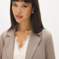 Lt Grey Open-Front Blazer with Stripe Cuff Detail - Woman Wearing Tailored Knit Blazer - Suzy Shier