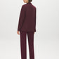 Merlot Open-Front Blazer with Stripe Cuff Detail - Woman Wearing Tailored Knit Blazer - Suzy Shier
