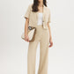 Dark Sapphire Cropped Short Sleeve Blazer - Woman Wearing Fitted Blazer with Notch Collar - Suzy Shier