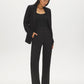 Black Single-Button Woven Blazer - Woman Wearing Tailored Blazer - Suzy Shier