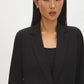 Black Single-Button Woven Blazer - Woman Wearing Tailored Blazer - Suzy Shier