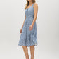 Infinity Ditsy Print Tiered Dress - Woman Wearing Scoop Neck Dress with Tie Detail - Suzy Shier