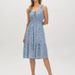 Infinity Ditsy Print Tiered Dress - Woman Wearing Scoop Neck Dress with Tie Detail - Suzy Shier