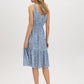 Infinity Ditsy Print Tiered Dress - Woman Wearing Scoop Neck Dress with Tie Detail - Suzy Shier