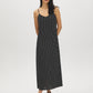 Black/White Dots Print Flowy Slip Dress - Woman Wearing V-Neck Midi Dress - Suzy Shier