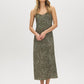 Kalamata Leaf Print Flowy Slip Dress - Woman Wearing Flowy Midi Dress - Suzy Shier