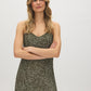 Kalamata Leaf Print Flowy Slip Dress - Woman Wearing Flowy Midi Dress - Suzy Shier