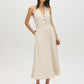 Natural Halter Linen-Blend Midi Dress - Woman Wearing Relaxed Fit Midi Dress - Suzy Shier