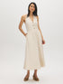 Natural Halter Linen-Blend Midi Dress - Woman Wearing Relaxed Fit Midi Dress - Suzy Shier