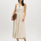 Natural Halter Linen-Blend Midi Dress - Woman Wearing Relaxed Fit Midi Dress - Suzy Shier
