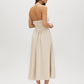 Natural Halter Linen-Blend Midi Dress - Woman Wearing Relaxed Fit Midi Dress - Suzy Shier