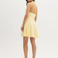 Banana Crepe Solid Mini Halter Dress - Woman Wearing V-Front Halter Dress - Suzy Shier