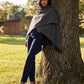 Grey Melange Woven Cape with Contrast Scarf - Woman Draped in Stylish Cape - Suzy Shier