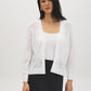 White Knit Crochet Open Cardigan Sweater - Woman Wearing Lightweight Layer - Suzy Shier
