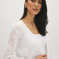 White Knit Crochet Open Cardigan Sweater - Woman Wearing Lightweight Layer - Suzy Shier