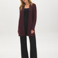 Merlot Long Cable Knit Open Cardigan - Woman Wearing Textured Knit Sweater - Suzy Shier