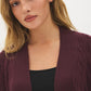 Merlot Long Cable Knit Open Cardigan - Woman Wearing Textured Knit Sweater - Suzy Shier