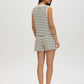 Snow White and Naval Academy Stripe French Terry Sleeveless Top - Woman Wearing Striped Knit Top - Suzy Shier