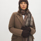 Brown iTouch Knit Gloves with Button Detail - Front and Back View - Suzy Shier