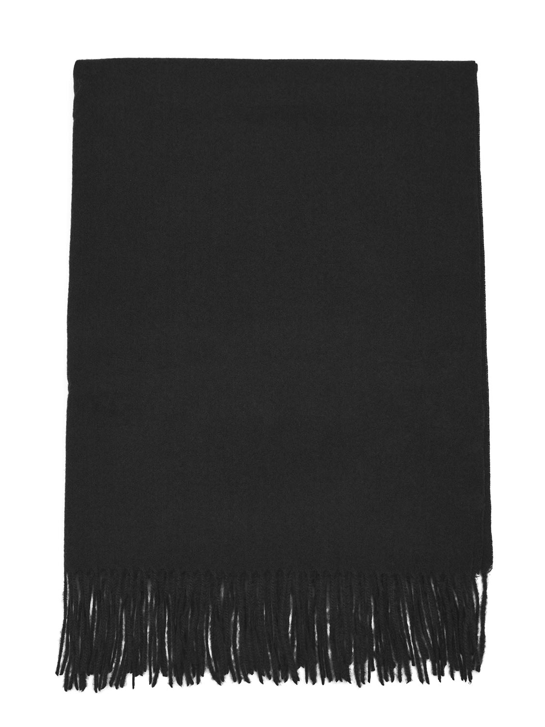 Black Soft Brushed Scarf with Fringes - Close-up Fringe Detail - Suzy Shier