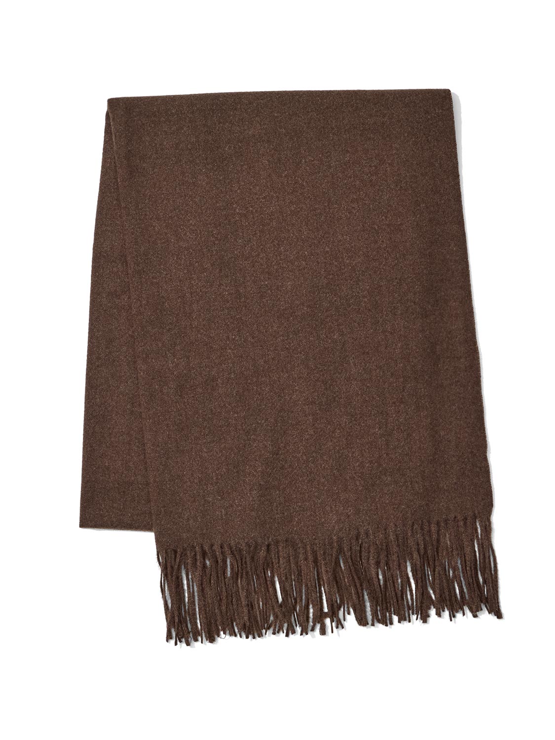 Brown Soft Brushed Scarf with Fringes - Close-up Fringe Detail - Suzy Shier
