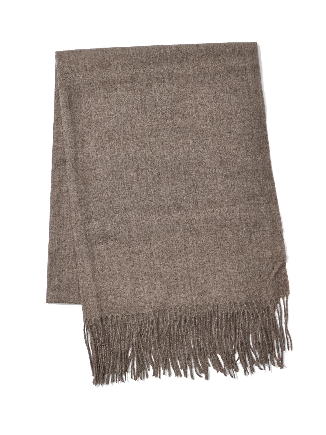 Lt Brown Soft Brushed Scarf with Fringes - Close-up Fringe Detail - Suzy Shier