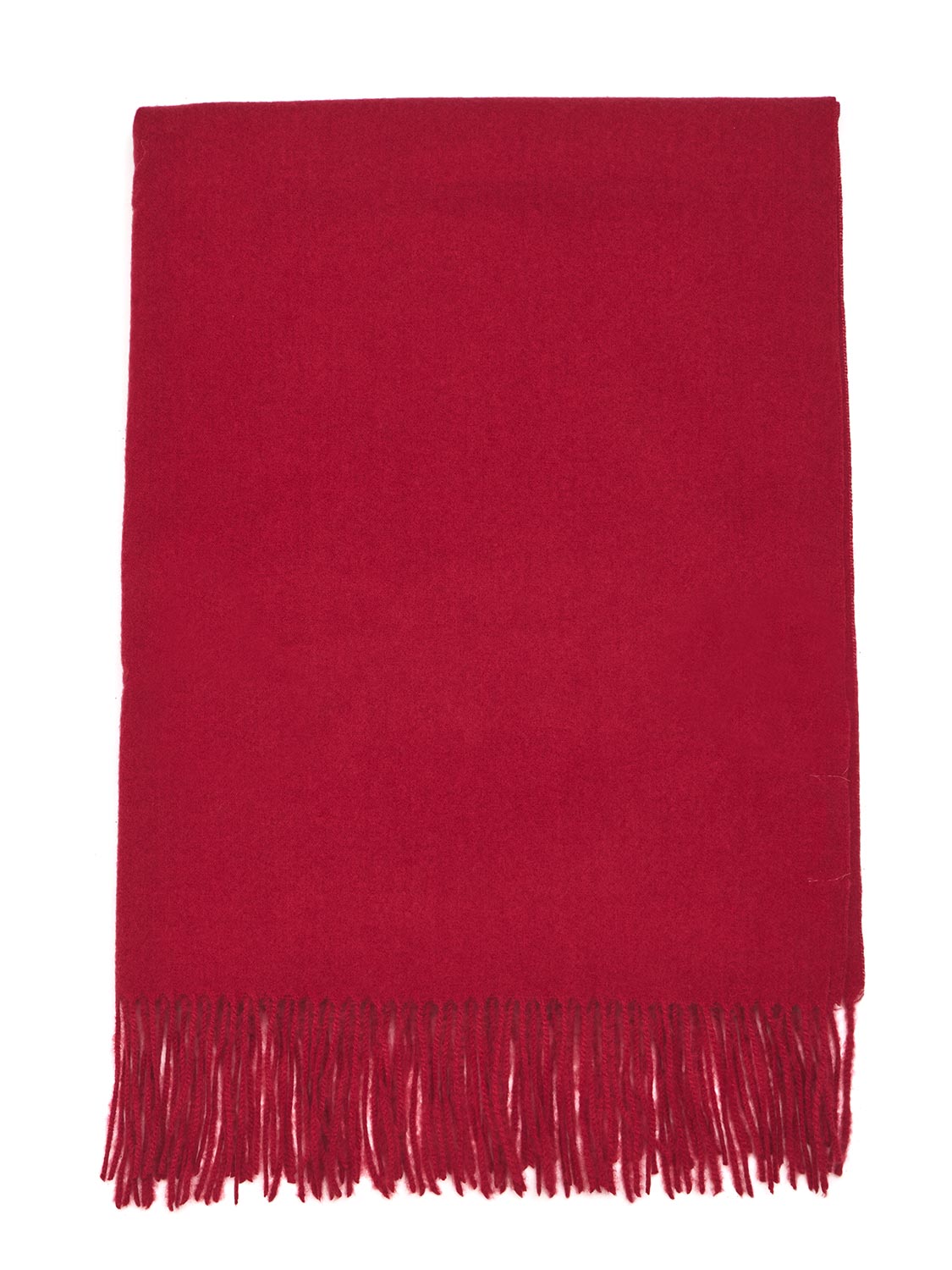 Red Soft Brushed Scarf with Fringes - Close-up Fringe Detail - Suzy Shier